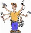 Repairman with six arms holding tools